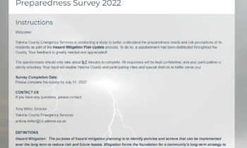 Manejo de Emergencias del Valle de Yakima trabajando en un nuevo Plan de Mitigación de Emergencias
