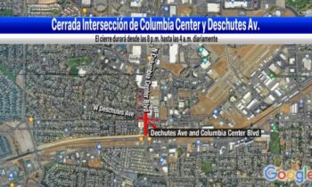 Intersección de Deschutes Av. y Columbia Center Boulevard estará cerrada hasta el jueves 12 por construcción