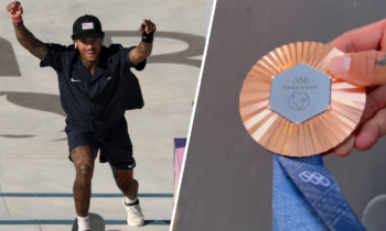 Nyjah Huston de Laguna Beach patina por París con su medalla de bronce  