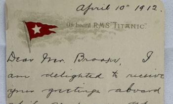 Subastan en casi $400,000 carta escrita a bordo del Titanic