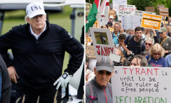“Detengan a Trump”: protestas manchan la visita del presidente de EEUU a Escocia
